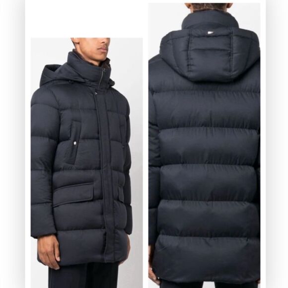 Herno funnel-neck hooded padded coat size 52 Italy/42 US NWT $1753